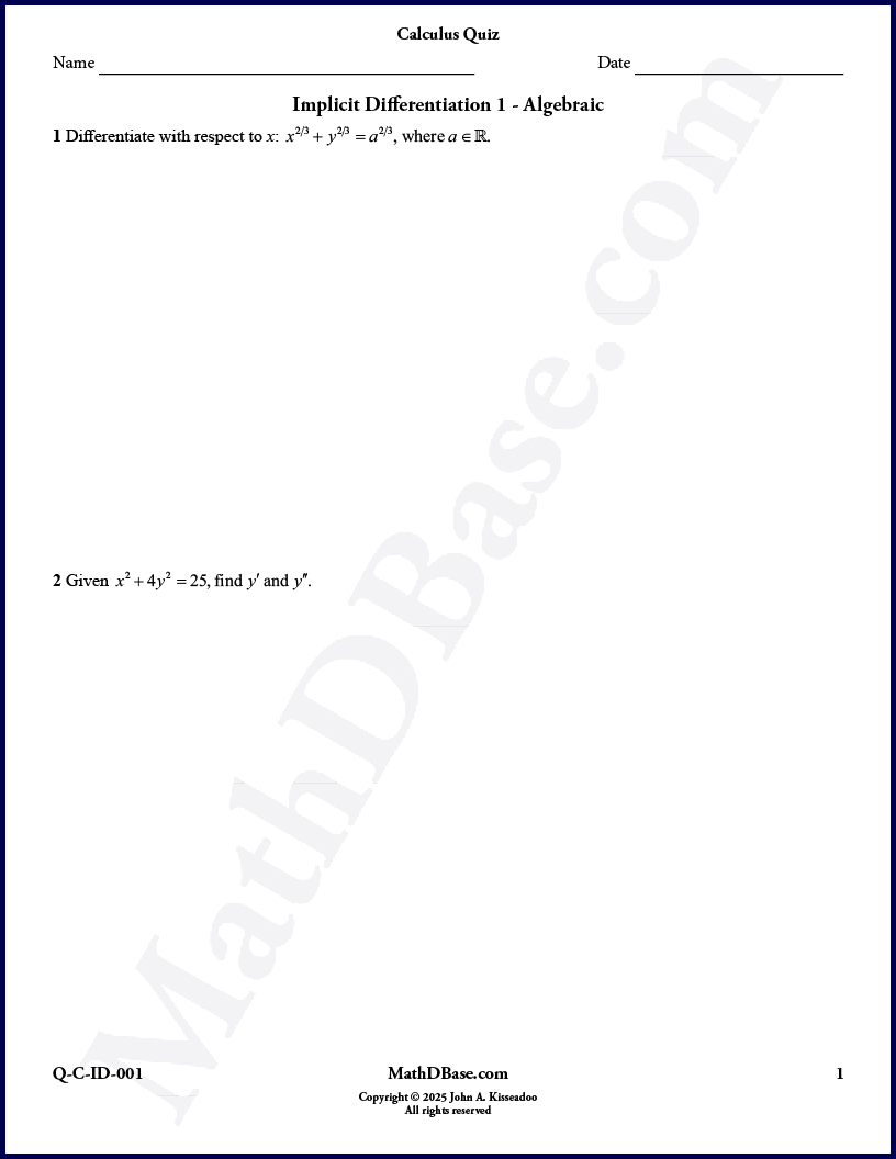 Implicit Differentiation 1 – Algebraic thumbnail